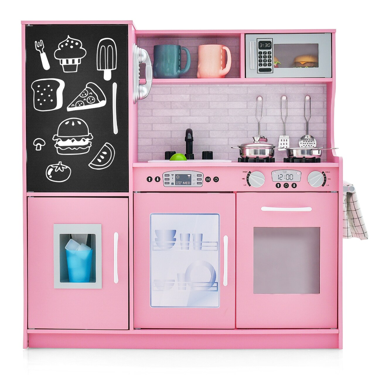 Wooden Pretend Play Kitchen Set for Toddlers, Boys & Girls Ages 3-6 with Cooking Accessories